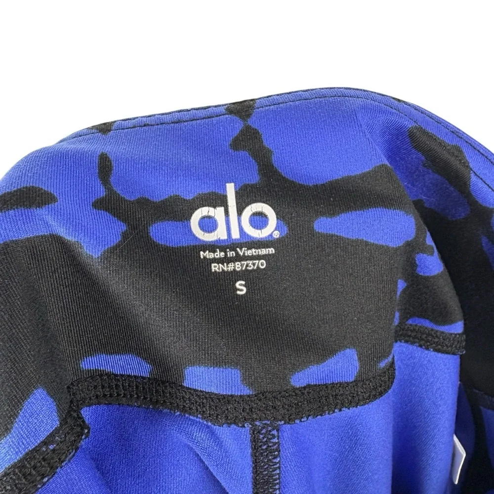 ALO Womens Small Pull On Leggings Fitted Stretchy Black Blue Activewear Bottoms